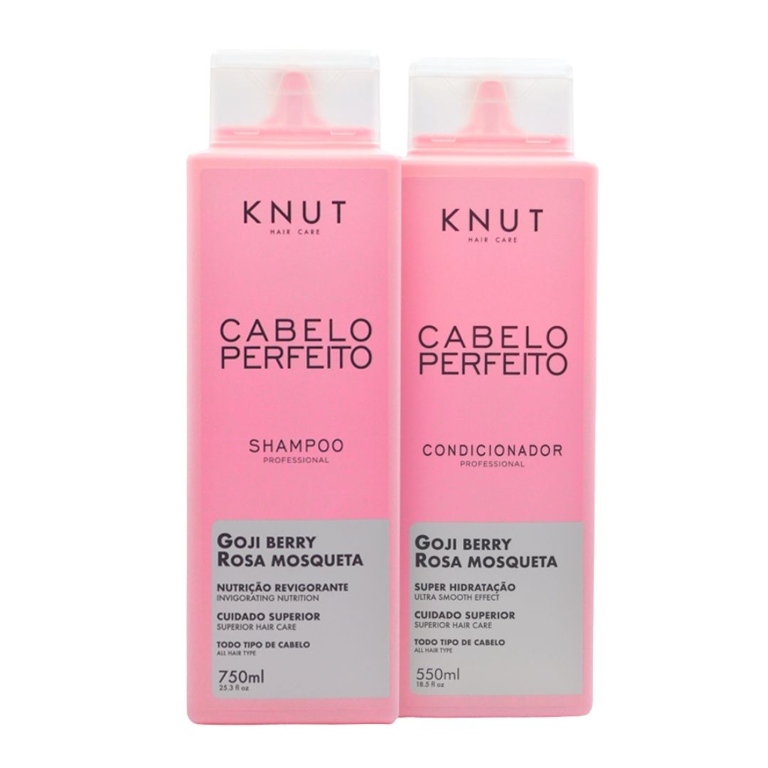 Kit Cabelo Perfeito: Shampoo 750ml + Condicionador 550ml + Máscara 500g + Leave-in spray 200ml KNUT Hair Care