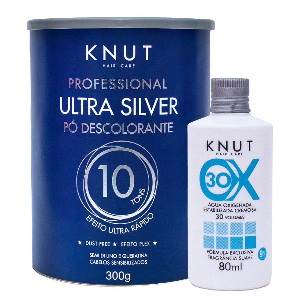Kit KNUT Pó Descolorante: Pó Descolorante KNUT Ultra Silver 300g + OX 30 Volumes 80ml KNUT Hair Care