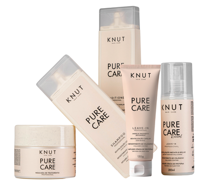 KIT  KNUT Pure Care - Shampoo, Condicionador, Máscara, Leave-in e Hair Remedy KNUT Hair Care