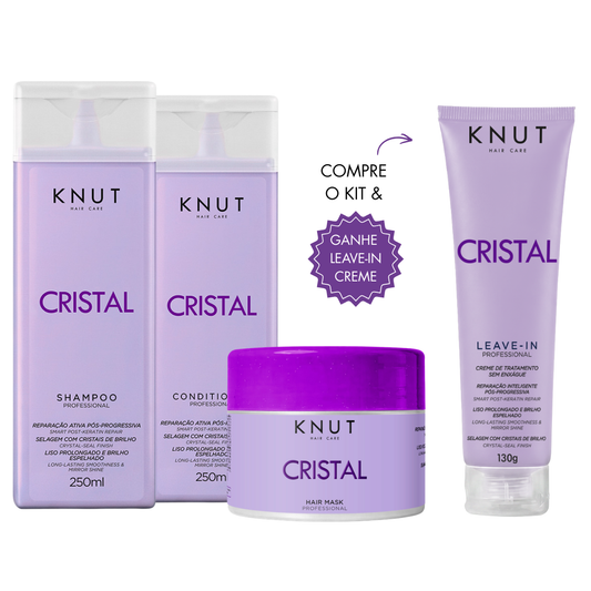 Kit PROMOCIONAL Cristal: Shampoo 250ml + Condicionador 250ml + Máscara 300g *Brinde: Leave-in Creme* KNUT Hair Care