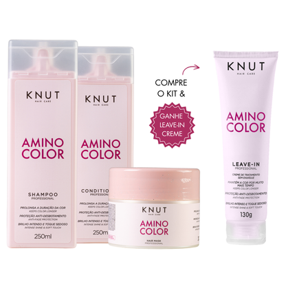 Kit PROMOCIONAL Amino Color: Shampoo 250ml + Condicionador 250ml + Máscara 300g *Brinde: Leave-in Creme* KNUT Hair Care