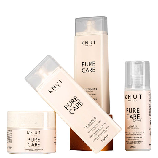 KIT  KNUT Pure Care - Shampoo, Condicionador, Máscara e Leave-in
