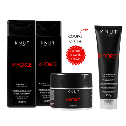 Kit PROMOCIONAL K-Force: Shampoo 250ml  + Condicionador 250ml + Máscara 300g *Brinde: Leave-in Creme* KNUT Hair Care