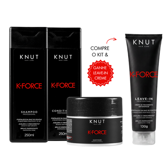 Kit PROMOCIONAL K-Force: Shampoo 250ml  + Condicionador 250ml + Máscara 300g *Brinde: Leave-in Creme* KNUT Hair Care