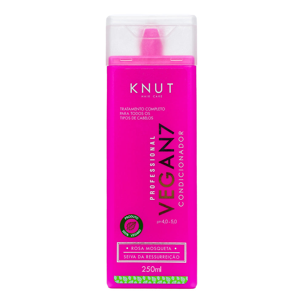 Kit KNUT VEGAN 7: Shampoo 250ml + Condicionador 250ml + Máscara 300g + Hair Remedy 130g