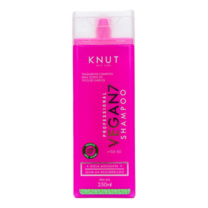 Kit KNUT VEGAN 7: Shampoo 250ml + Condicionador 250ml + Máscara 300g + Hair Remedy 130g