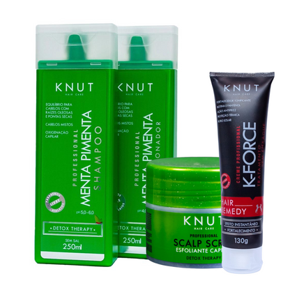 KIT DETOX KNUT Shampoo e Condicionador Menta Pimenta Detox Capilar 250 ml + Scalp Scrub 300g