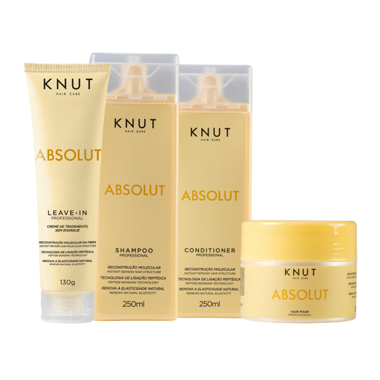 Kit KNUT Absolut: Shampoo 250ml + Condicionador 250ml + Máscara 300g + Leave-in Creme 130g KNUT Hair Care