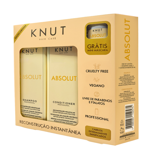 Kit PRESENTE Shampoo + Condicionador Absolut (Grátis mini máscara 30g) KNUT Hair Care