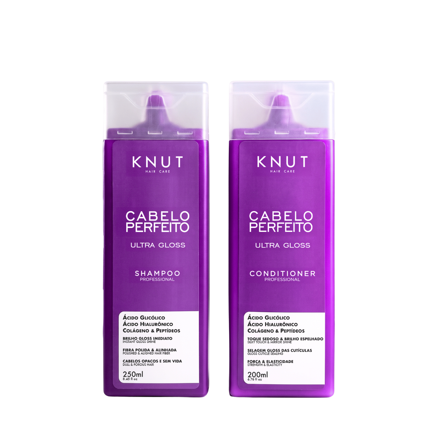 Kit KNUT Cabelo Perfeito ULTRA GLOSS - Shampoo 250ml + Condicionador 200ml KNUT Hair Care